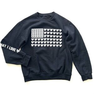 American Freedom Co Black & White Hearts Land That I Love Flag Sweatshirt